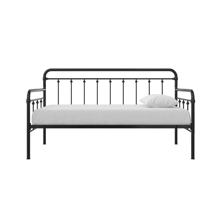 Locky Metal Daybed with Pop Up Trundle Bed - Black - Twin-Over-Twin