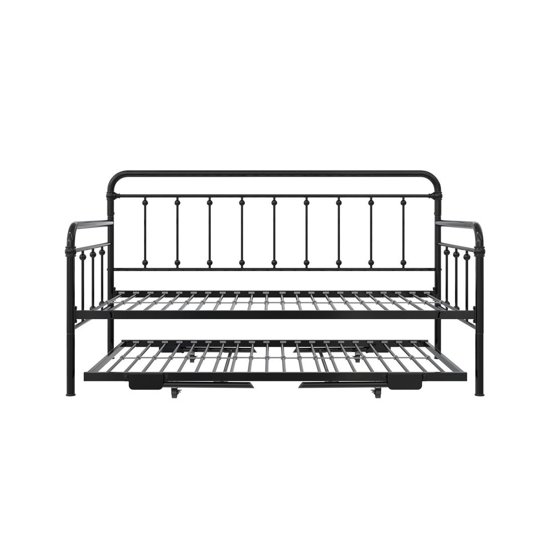 Locky Metal Daybed with Pop Up Trundle Bed - Black - Twin-Over-Twin