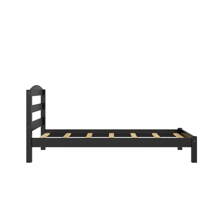 Braylon Twin Sized Wooden Bed Frame with Wood Slats - Black