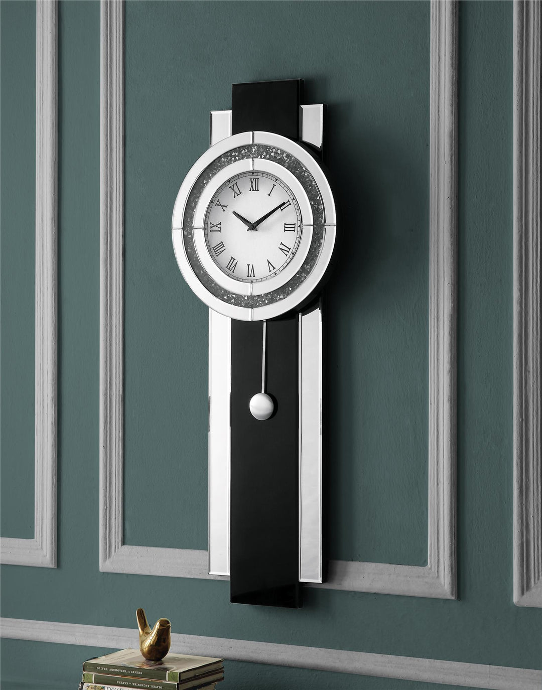 Rectangular Pendulum Wall Clock - Chrome