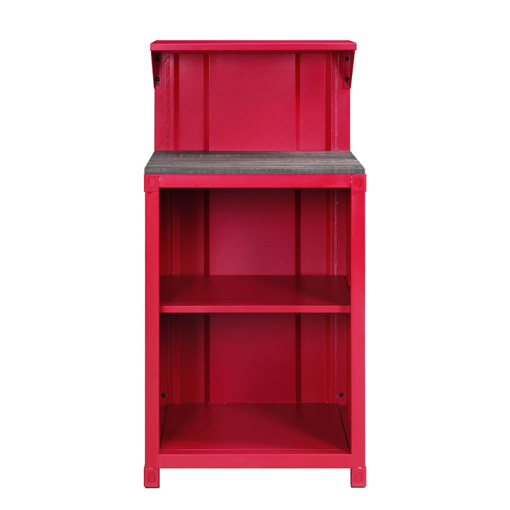 Cargo Metal Reception Desk with 2 Open Compartments and 1 Tier Shelf - Red