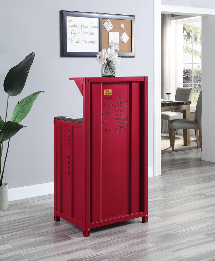 Metal Desk with 1 tier shelf - Red