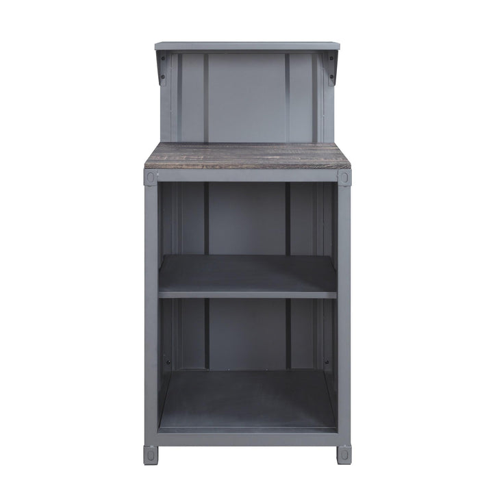 Cargo Metal Reception Desk with 2 Open Compartments and 1 Tier Shelf - Antique Gunmetal