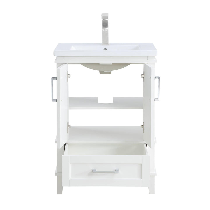 Rectangular Sink Cabinet with 2 Storages & 1 Drawer - White
