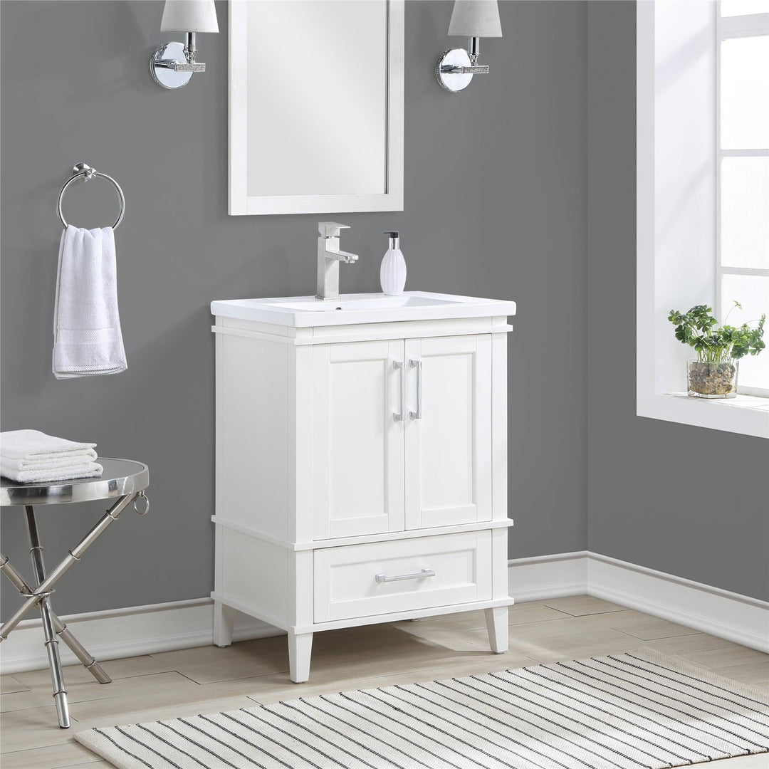 Rectangular Sink Cabinet with 2 Doors - White