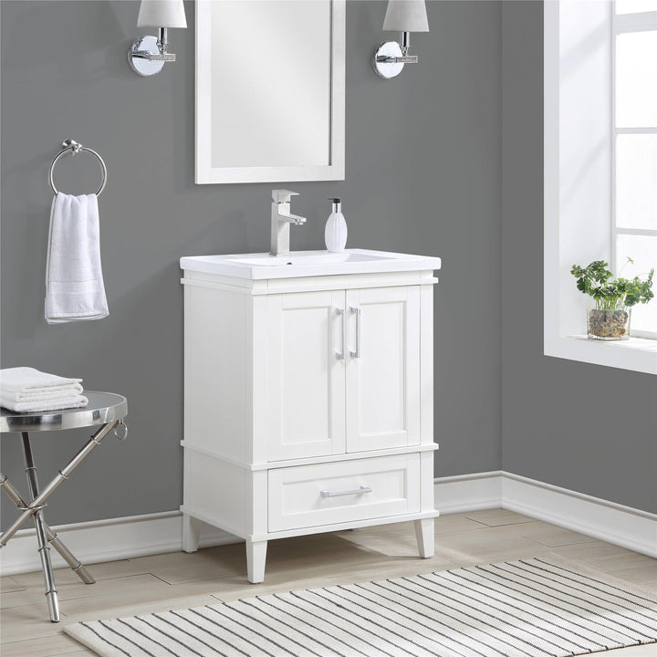Rectangular Sink Cabinet with 2 Doors - White
