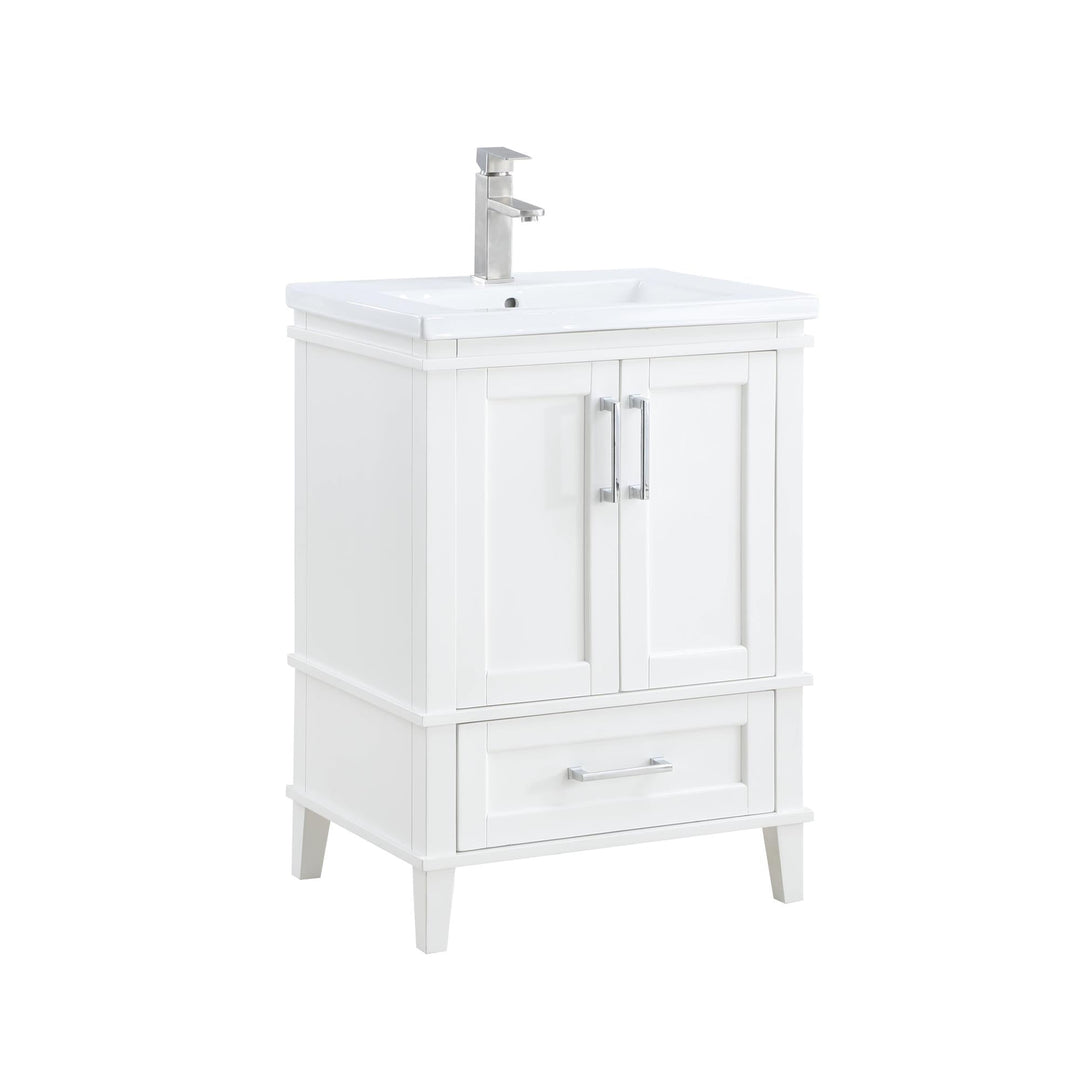 Sink Cabinet with 2 Doors Storages & 1 Drawer - White