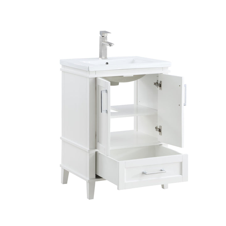 Rectangular Sink Cabinet with 2 Doors and 1 Drawer storage - White