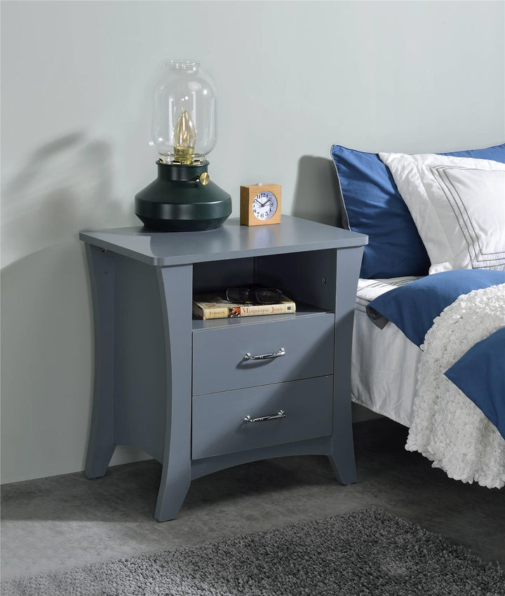 Modern side table with dual drawers -  N/A