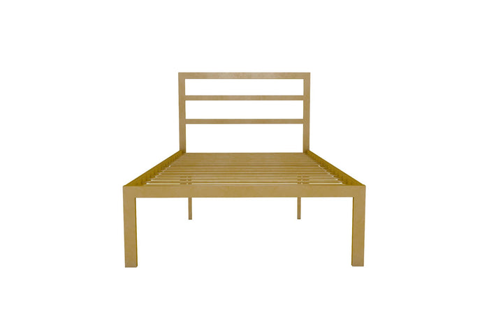 Premium Modern Platform Bed with Headboard - Gold - Twin