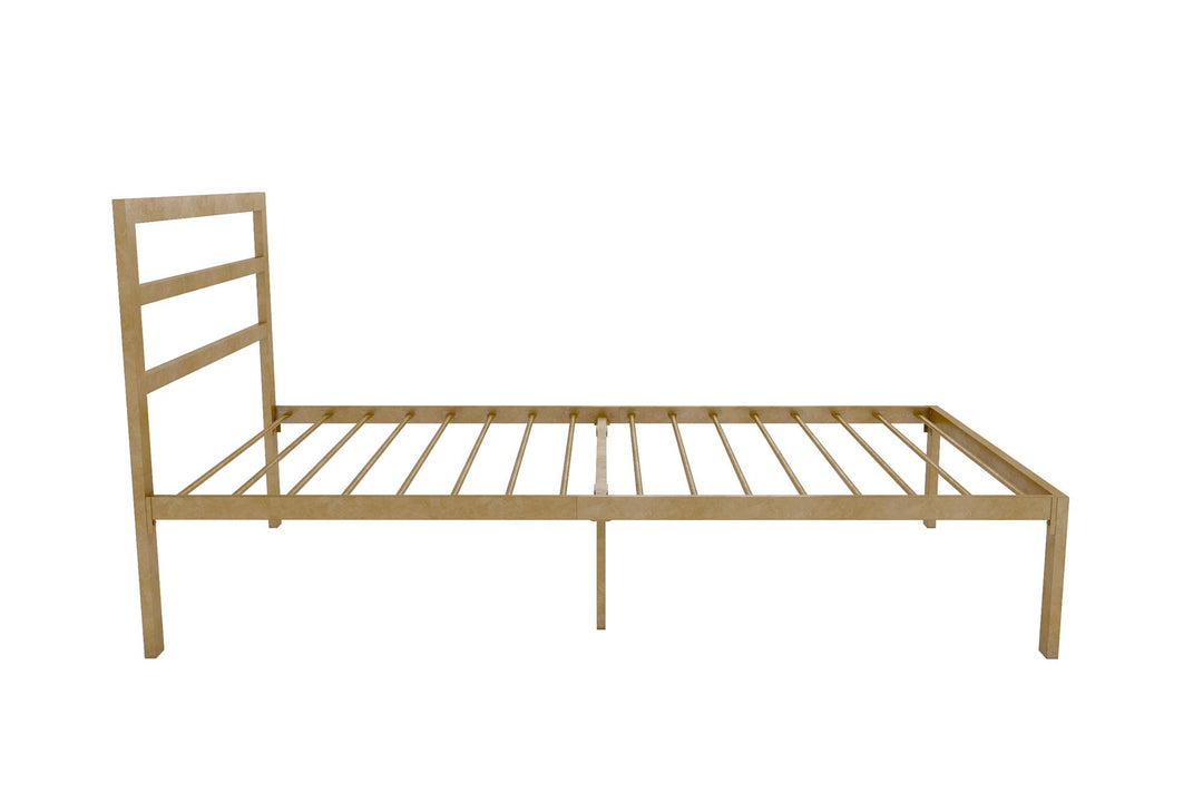 Premium Modern Platform Bed with Headboard - Gold - Twin