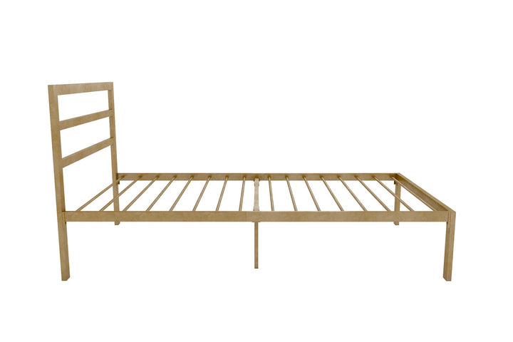 Premium Modern Platform Bed with Headboard - Gold - Twin