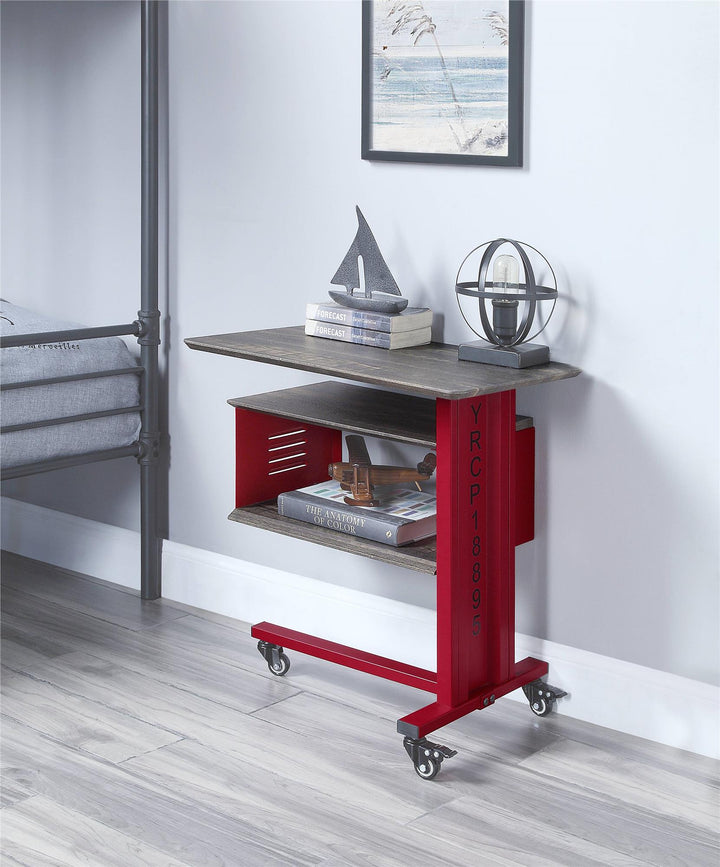 Accent table with wall shelf - Red