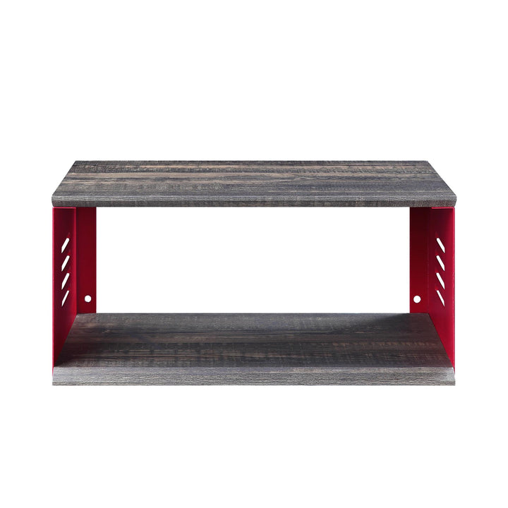 Industrial metal base accent table - Red