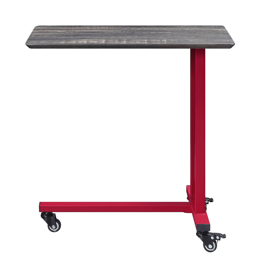 wooden top and metal base accent table - Red