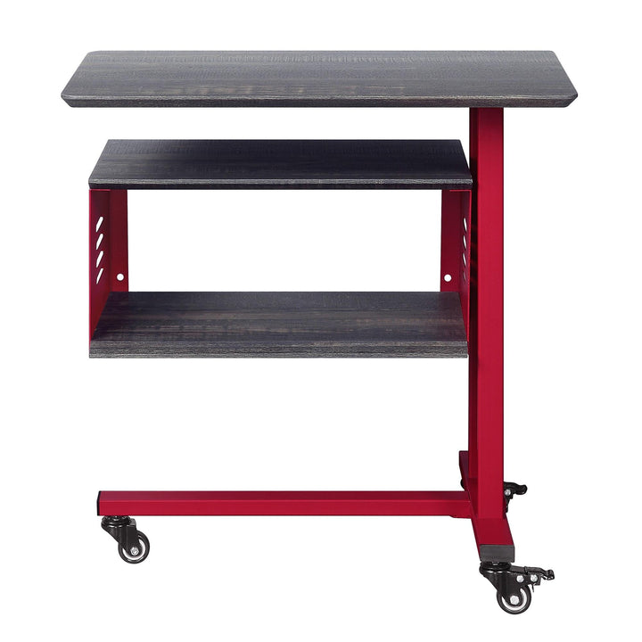 Cargo Accent Table & Wall Shelf with Rustic Wooden Top and Industrial Metal Base - Red