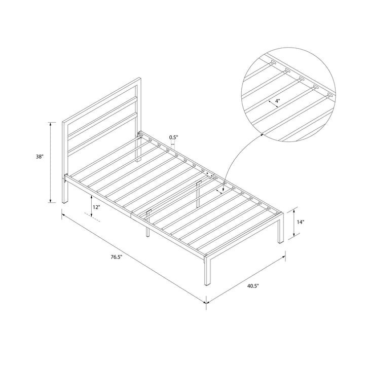 Premium Modern Platform Bed with Headboard - Gold - Twin