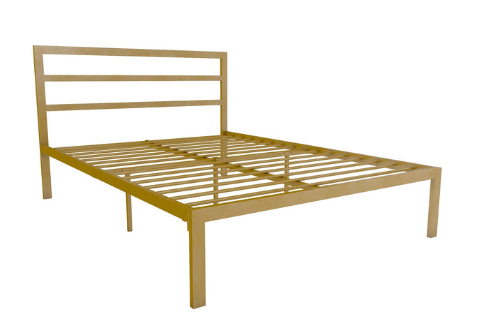 Premium Modern Platform Bed with Headboard - Gold - Full
