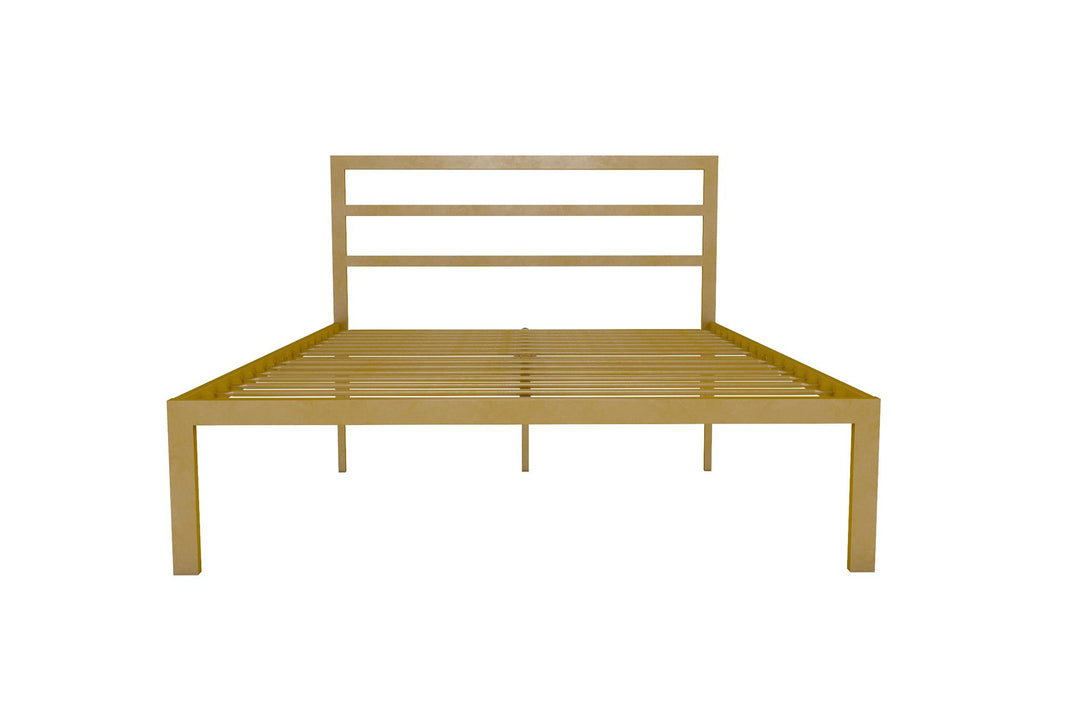 Premium Modern Platform Bed with Headboard - Gold - Full