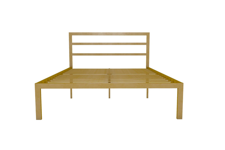 Premium Modern Platform Bed with Headboard - Gold - Full