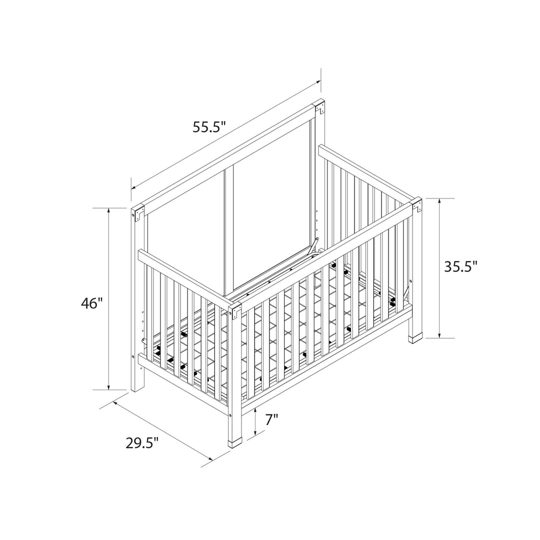Miles 5 in 1 Convertible Crib with Brass Finished Accents - White