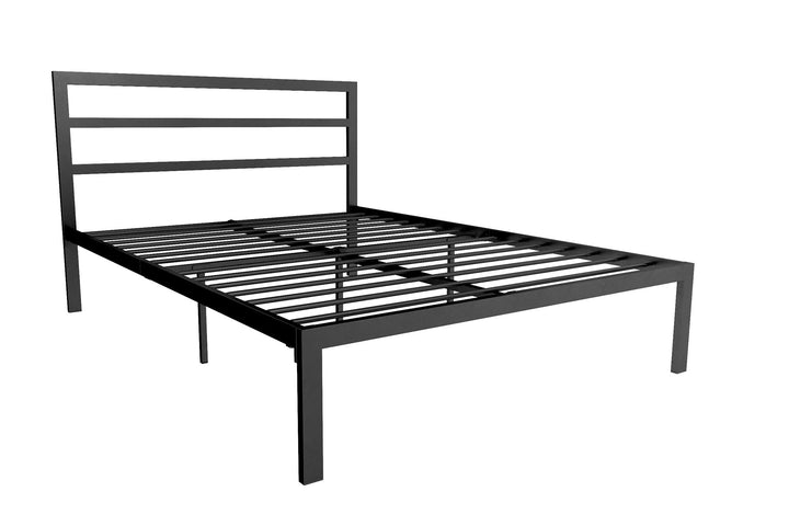 Premium Modern Platform Bed with Headboard - Black - Full