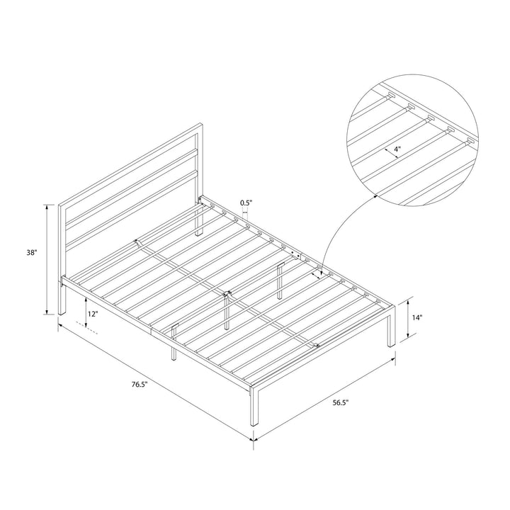 Premium Modern Platform Bed with Headboard - Black - Full