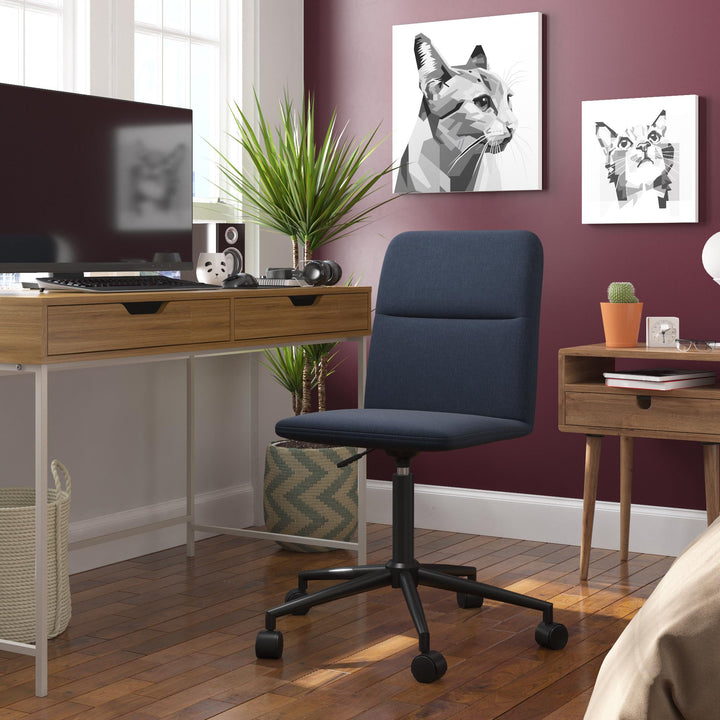 Olten Modern Office Desk Chair on Castors with Adjustable Height - Navy