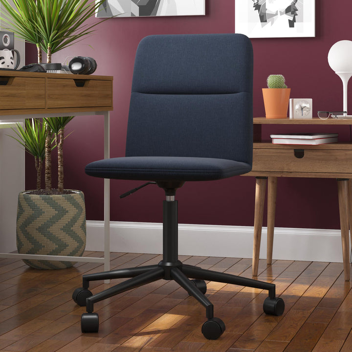 Olten Modern Office Desk Chair on Castors with Adjustable Height - Navy