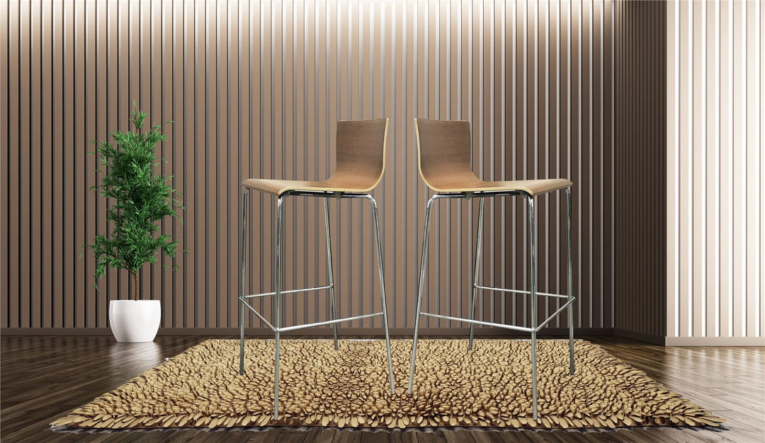 Contemporary Voyance wood seat barstools set -  Brown