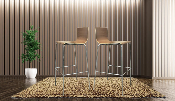 Contemporary Voyance wood seat barstools set -  Brown