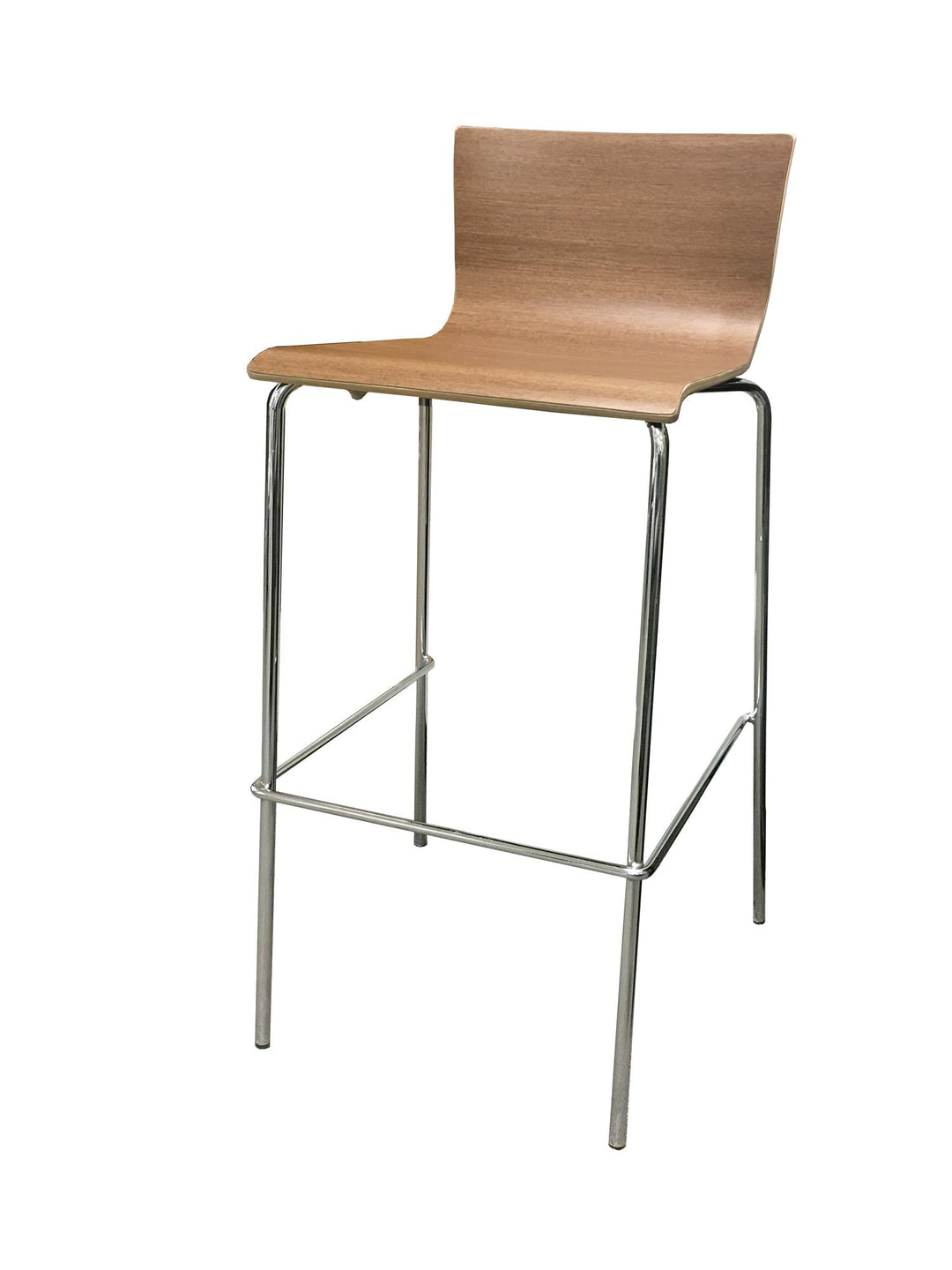 Voyance 30" Wood Seat Barstool with Chrome Legs, Set of 2  -  Brown