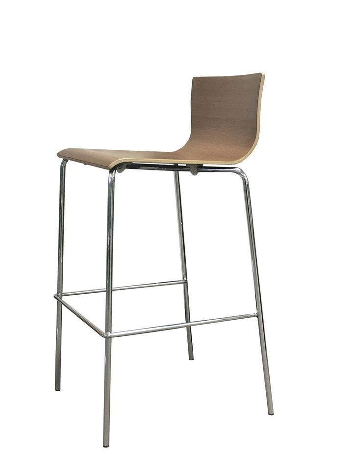 Premium wood and chrome kitchen stools -  Brown