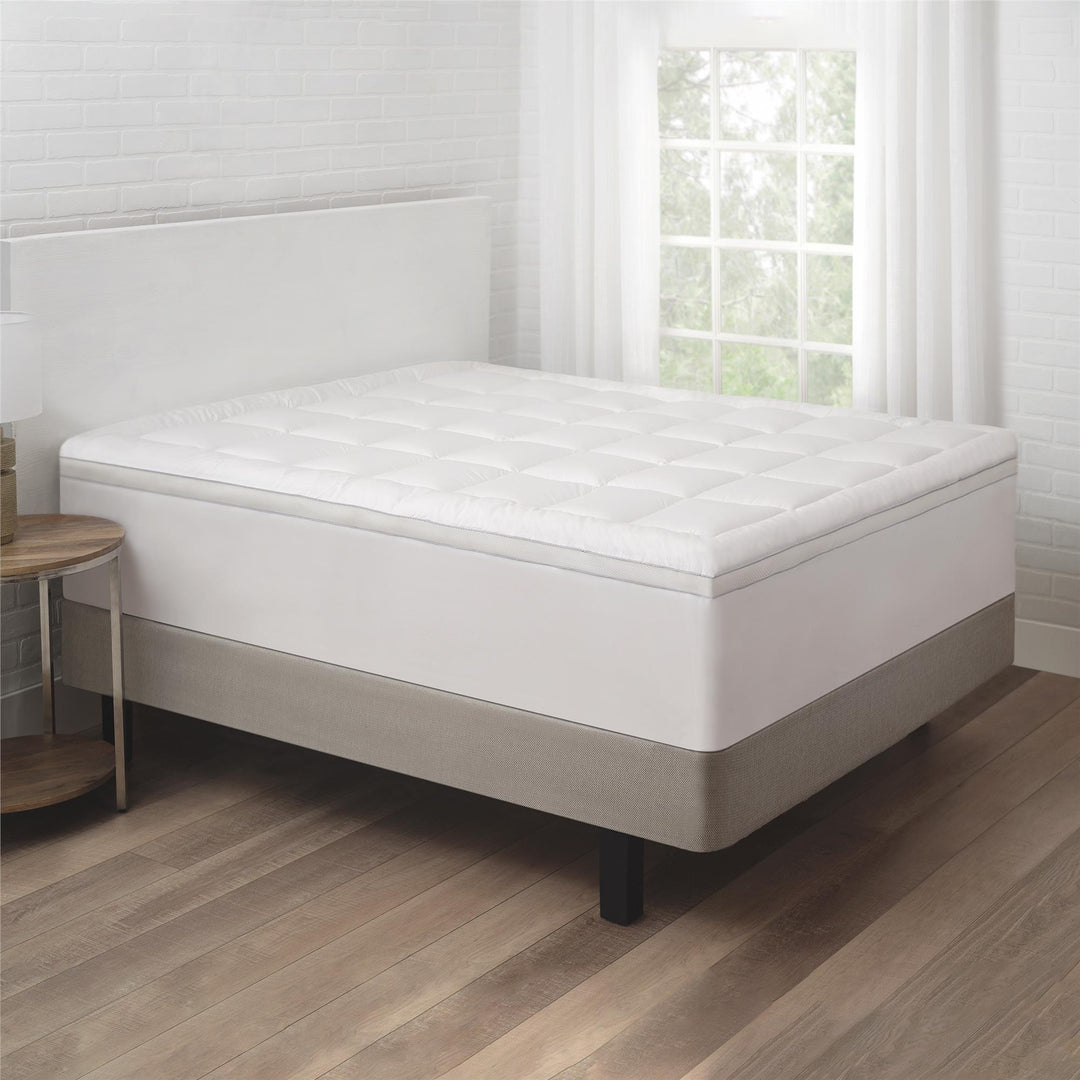 best 100% cotton mattress pad - White - Twin
