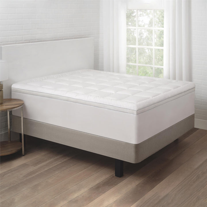 Powernap Novogratz Recharge Celliant Fiber Blend 100% Cotton Mattress Pad with Mesh Gusset - White - King