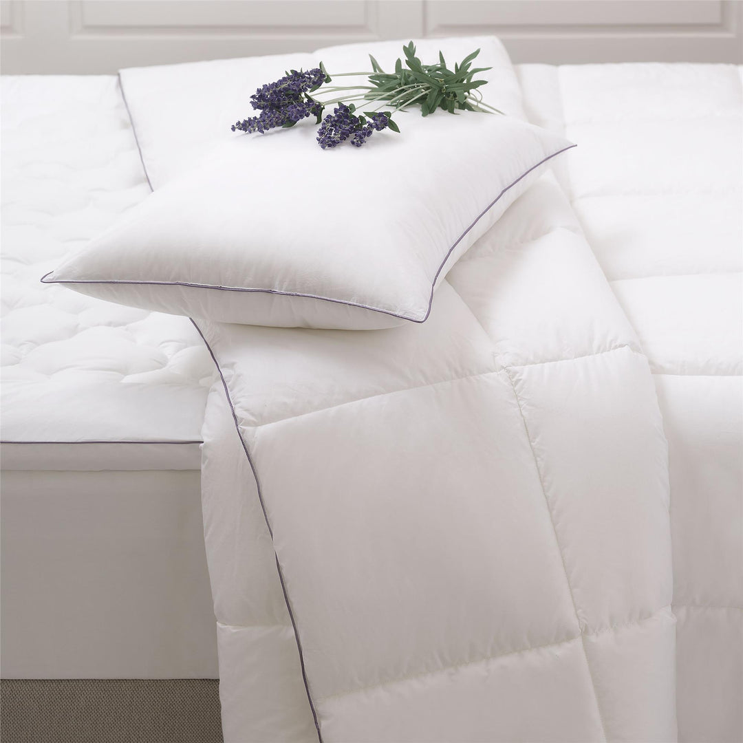 Lavender fragranced cotton bed pillow - White - King