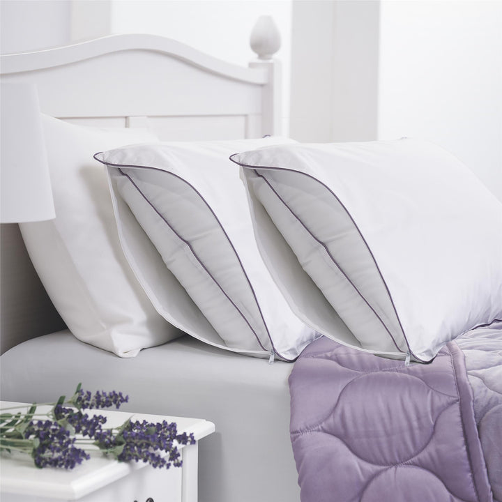  Lavender Scented Cotton Pillow Protector - White - Standard