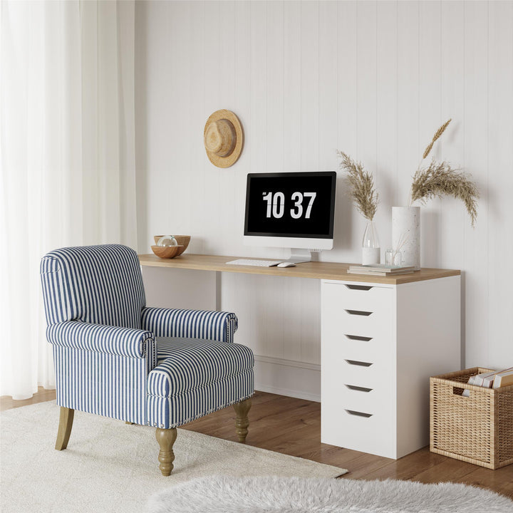 Jaya Upholstered Accent Chair with Solid Wood Feet - Blue Stripe