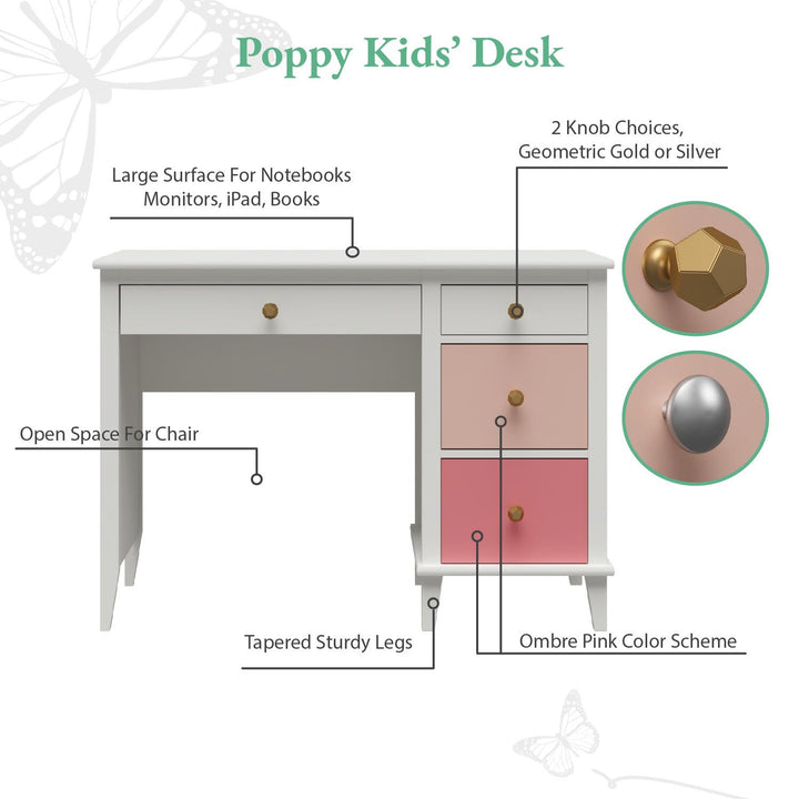 Modern kids’ desk with creative design -  Pink
