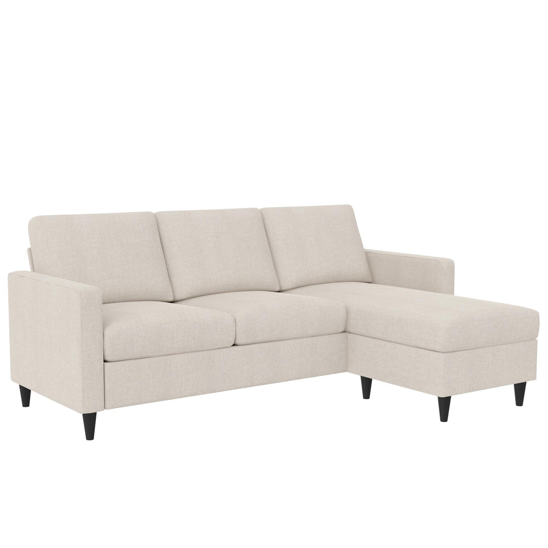 Coral Upholstered Reversible Sectional Sofa - Beige