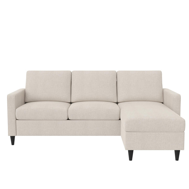 Coral Upholstered Reversible Sectional Sofa - Beige