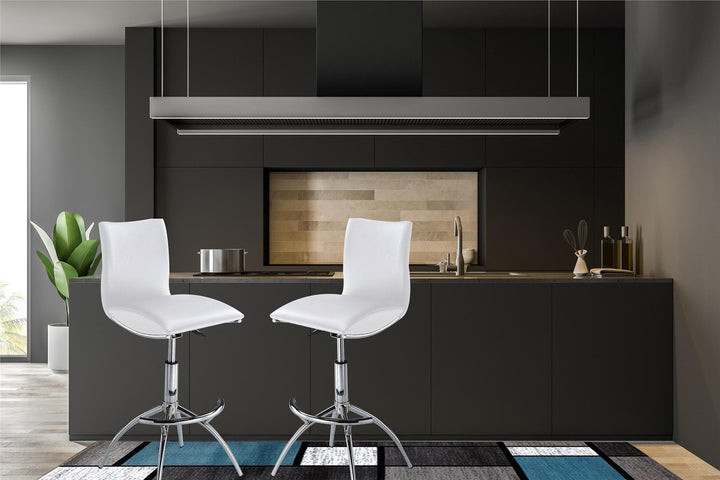Twin-pack adjustable bar stools with chrome finish Elisse -  White