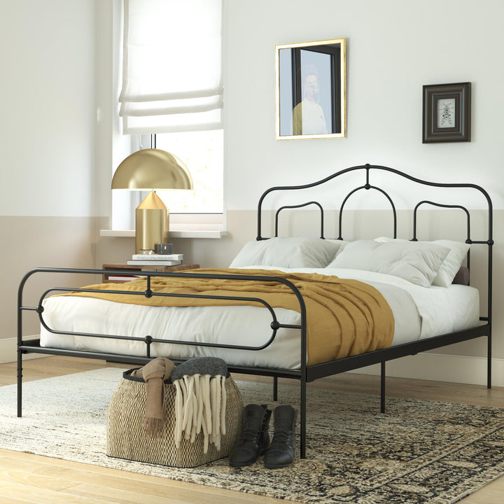 Primrose Vintage Style Metal Bed with Headboard and Footboard - Black - Full