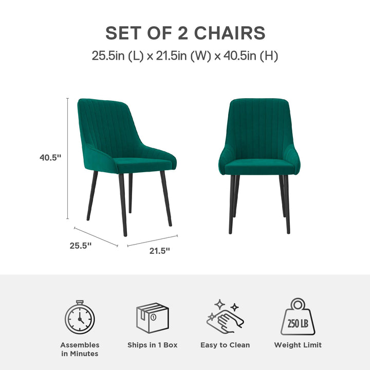 Modern dining room chairs in velvet -  Green 