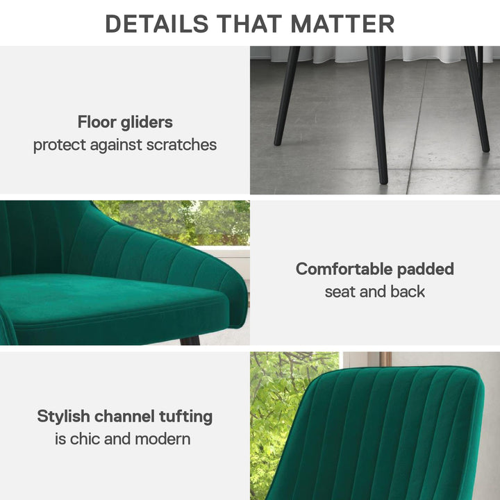 Velvet dining chairs with solid frame -  Green 