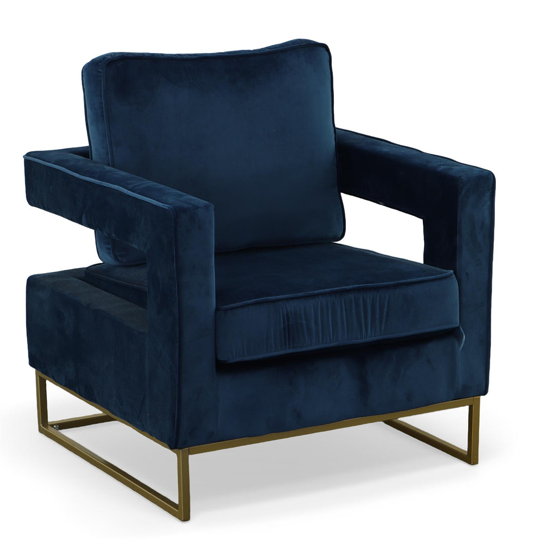 Luxury velvet upholstered accent chair - Blue