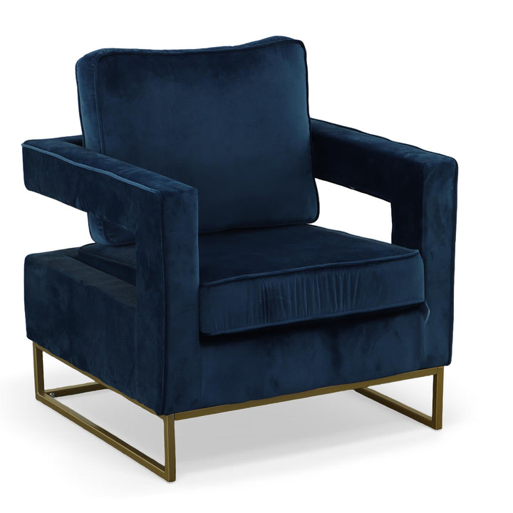 Luxury velvet upholstered accent chair - Blue