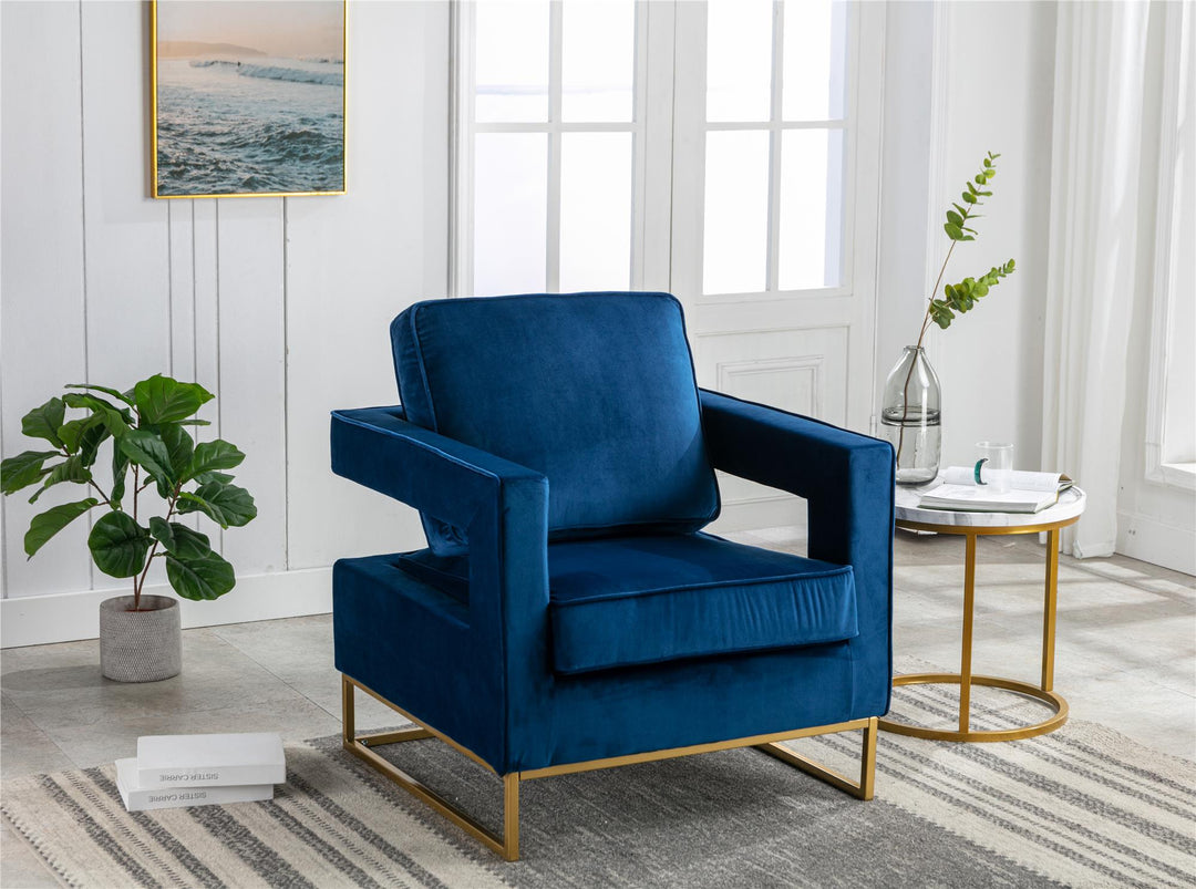 Velvet accent chair - Blue