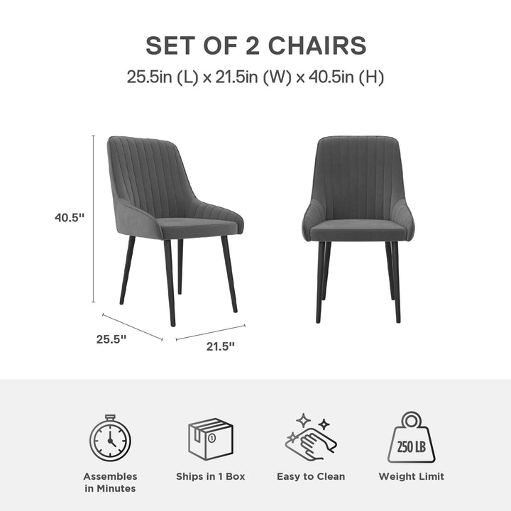 Velvet chairs with tufted design -  Gray 