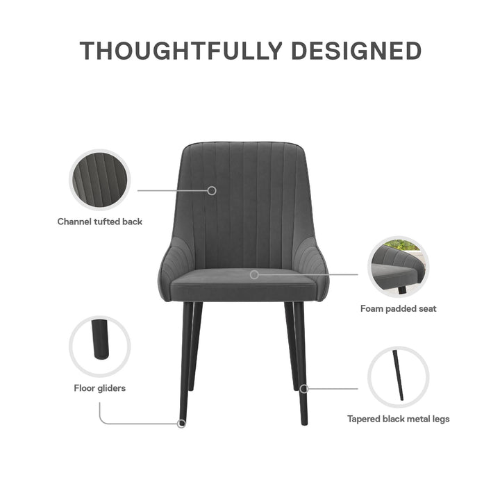 Velvet dining chairs with solid frame -  Gray 